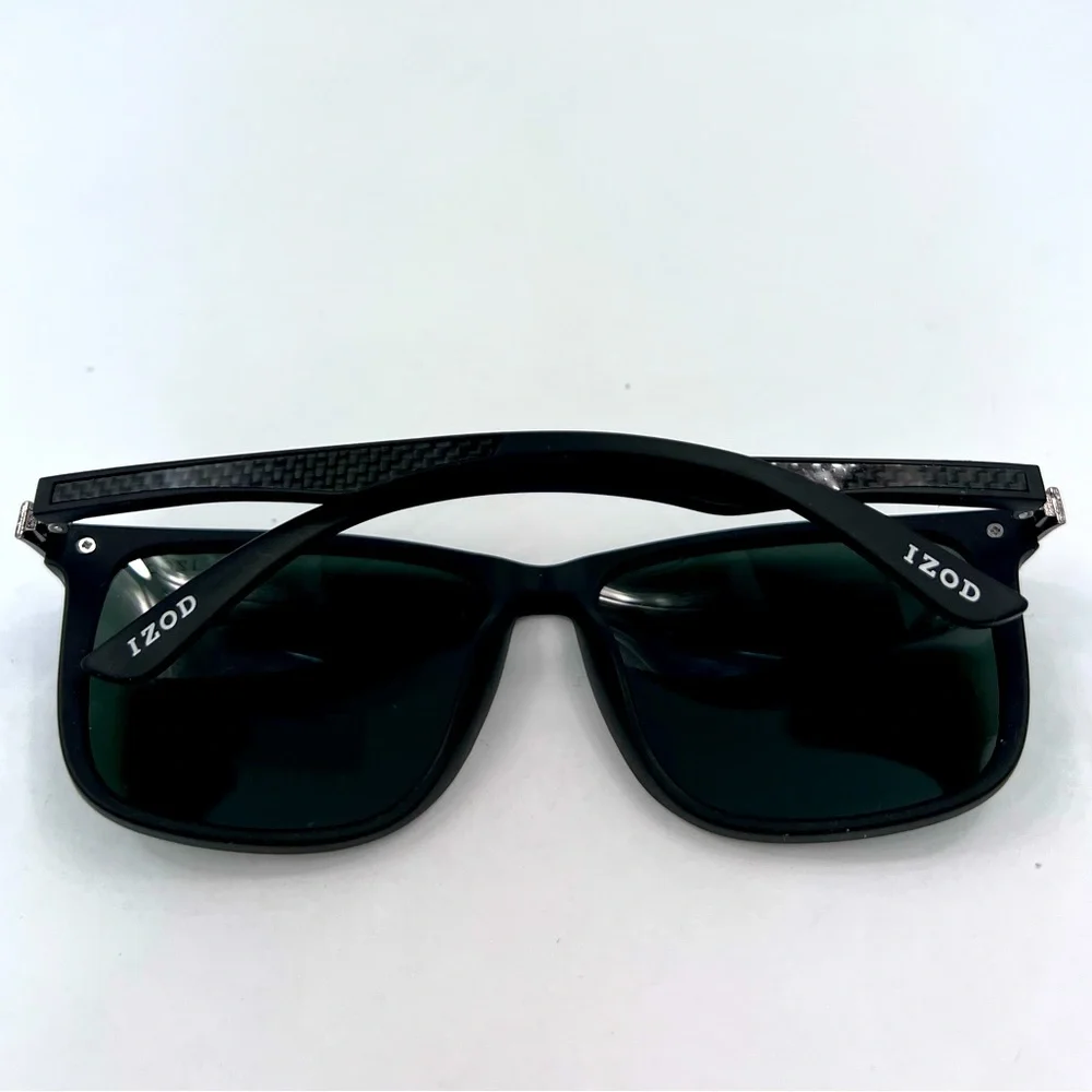 IZOD, POLARIZED, OLIVE GREEN LENSES, 100%UV PROTECTION, BLACK FRAME SUNGLASSES